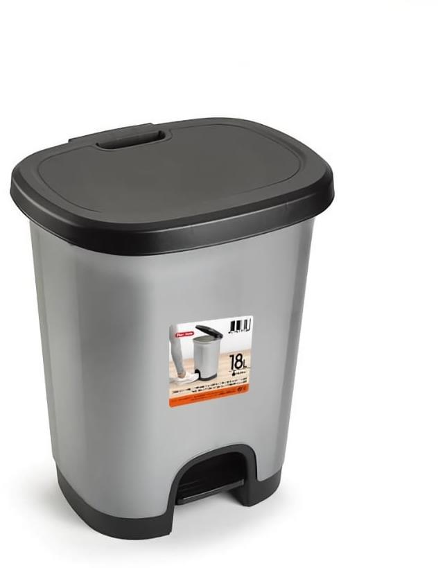 Plastic Forte COLOR Koš na odpad 18 l ČERNO-STŘÍBRNÝ bez vložky s pedálem