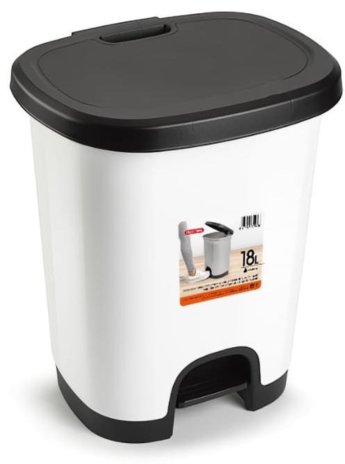Plastic Forte COLOR Koš na odpad 18 l BÍLO-ČERNÝ bez vložky s pedálem
