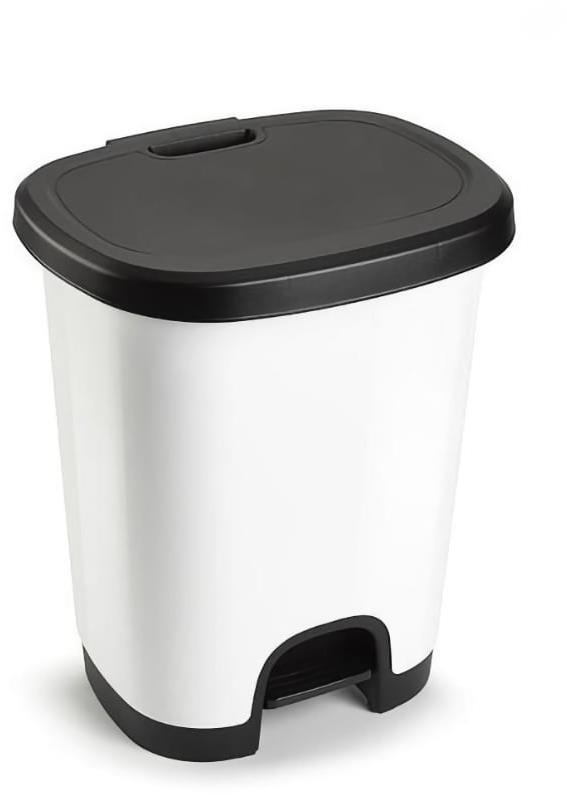 Plastic Forte COLOR Koš na odpad 27 l BÍLO-ČERNÝ bez vložky s pedálem