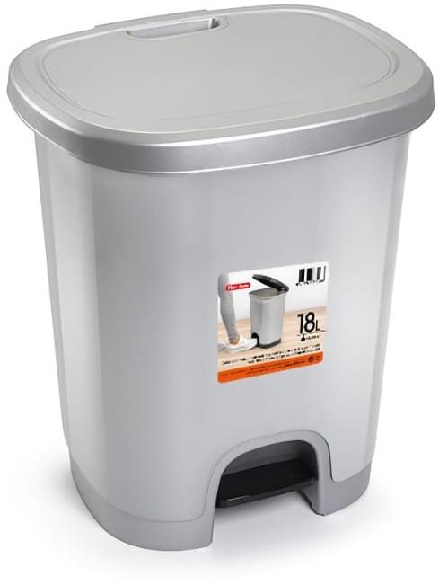 Plastic Forte COLOR Koš na odpad 18 l STŘÍBRNÝ bez vložky s pedálem