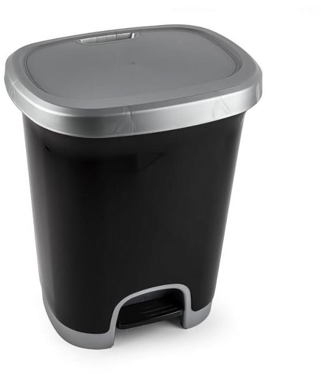 Plastic Forte COLOR Koš na odpad 27 l ČERNO-STŘÍBRNÝ bez vložky s pedálem