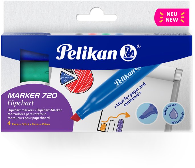 PELIKAN 720 pro flipchart, permanentní, 4 barvy