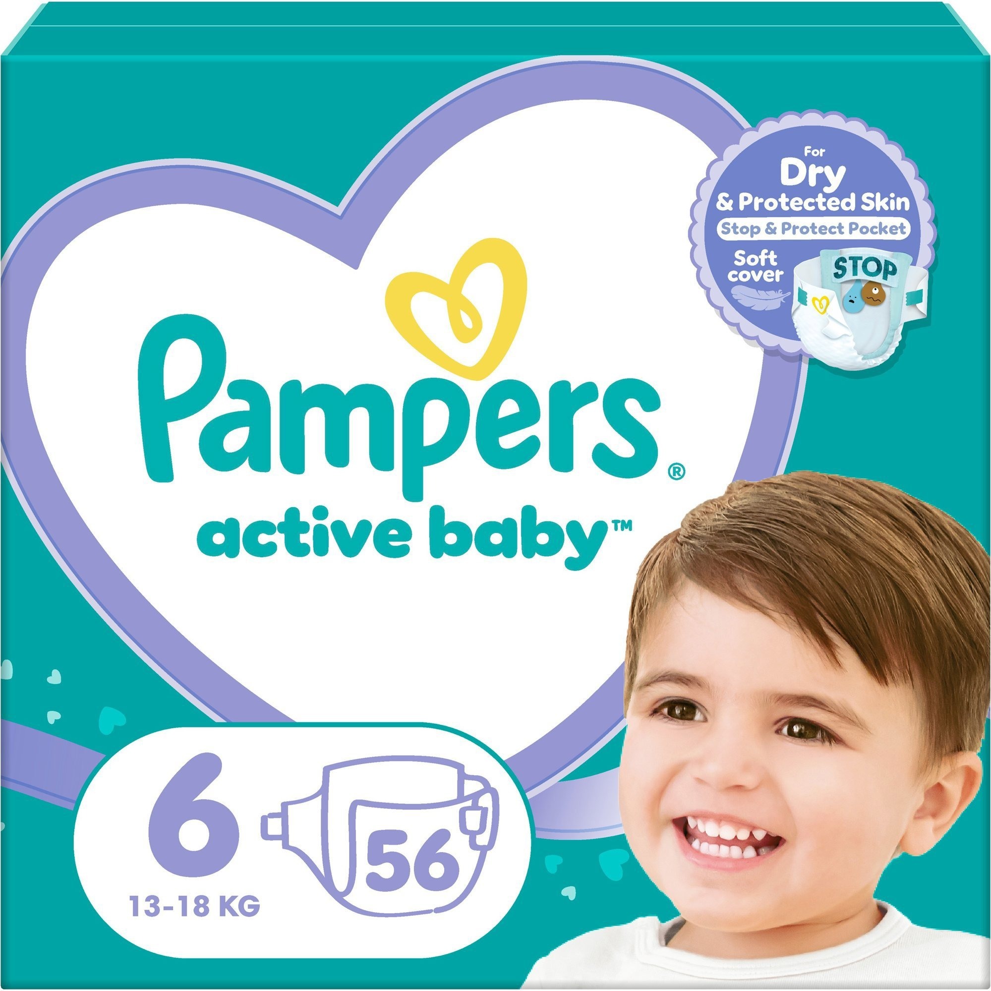 PAMPERS Active Baby vel. 6 (56 ks), 13–18 kg