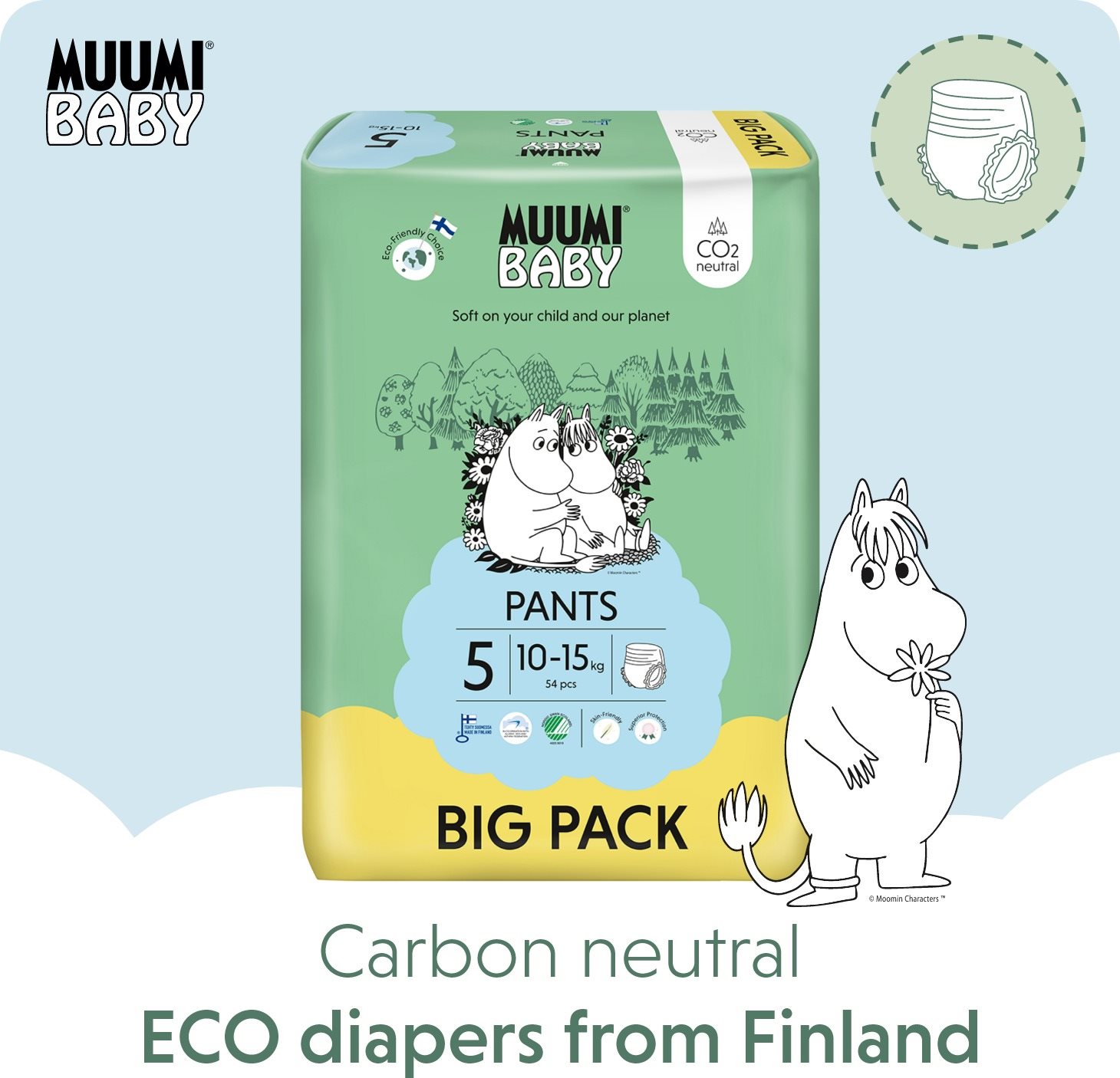 Muumi Baby Pants Maxi+ vel. 5 (54 ks)
