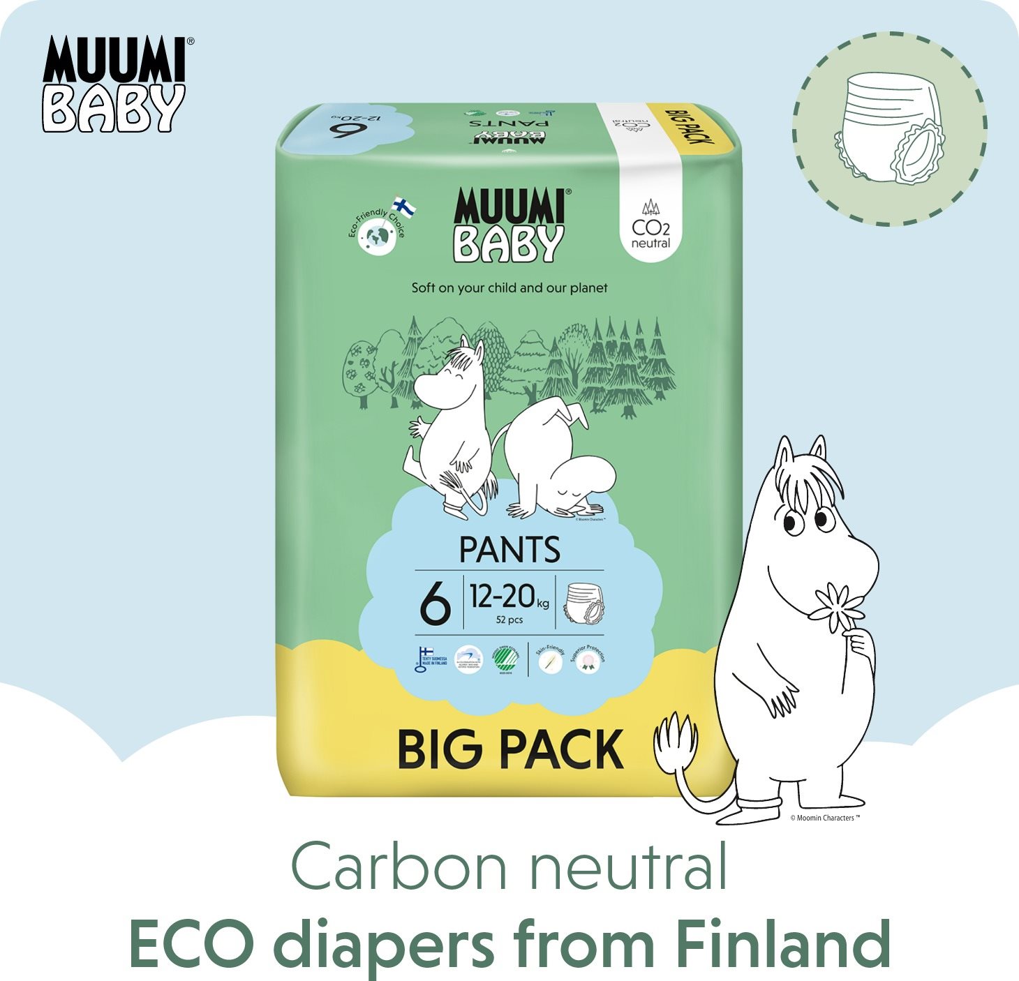 Muumi Baby Pants Junior vel. 6 (52 ks)