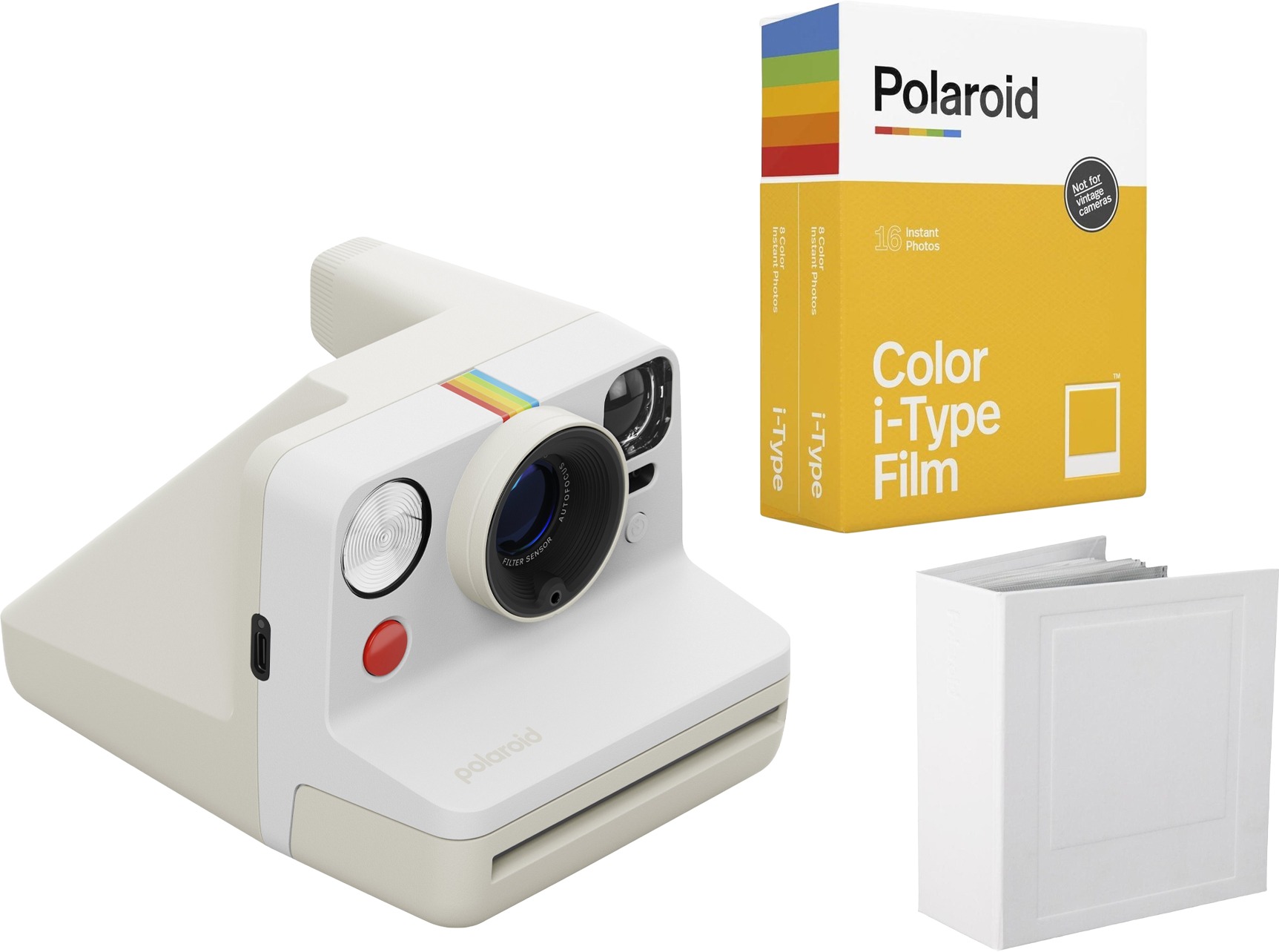 Polaroid Now Gen 3 Pebble White bundle (s fotoalbem a fotopapíry)