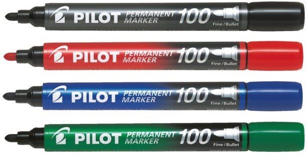 Sada 4 permanentních markerů PILOT 100 v různých barvách