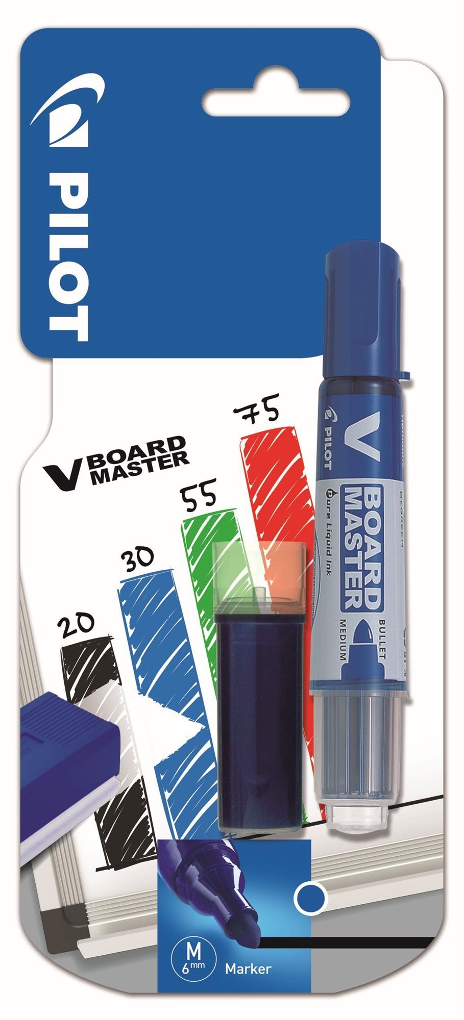 PILOT V-Board Master na bílé tabule, modrý + modrá náplň