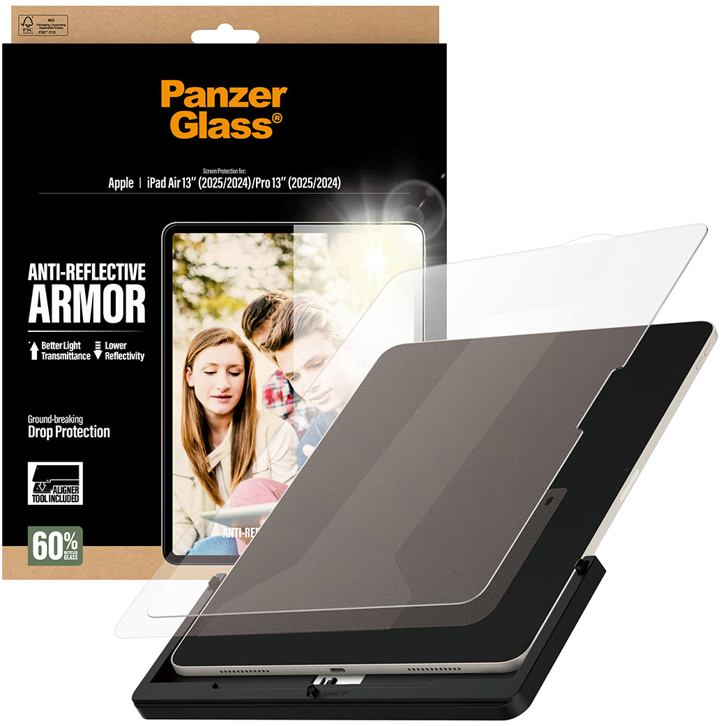 PanzerGlass Apple iPad Air 13/Pro 13 antireflexní s instalačním rámečkem