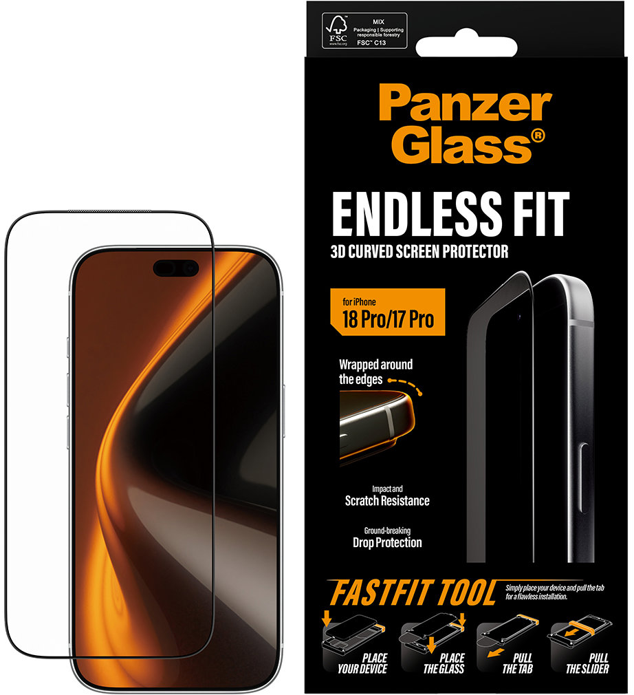 PanzerGlass 3D Endless Apple iPhone 18 Pro/17 Pro s bezprašným instalačním boxem