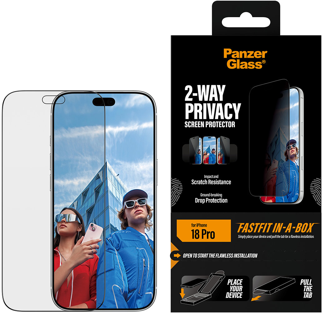 PanzerGlass Privacy Apple iPhone 18 Pro s bezprašným instalačním boxem