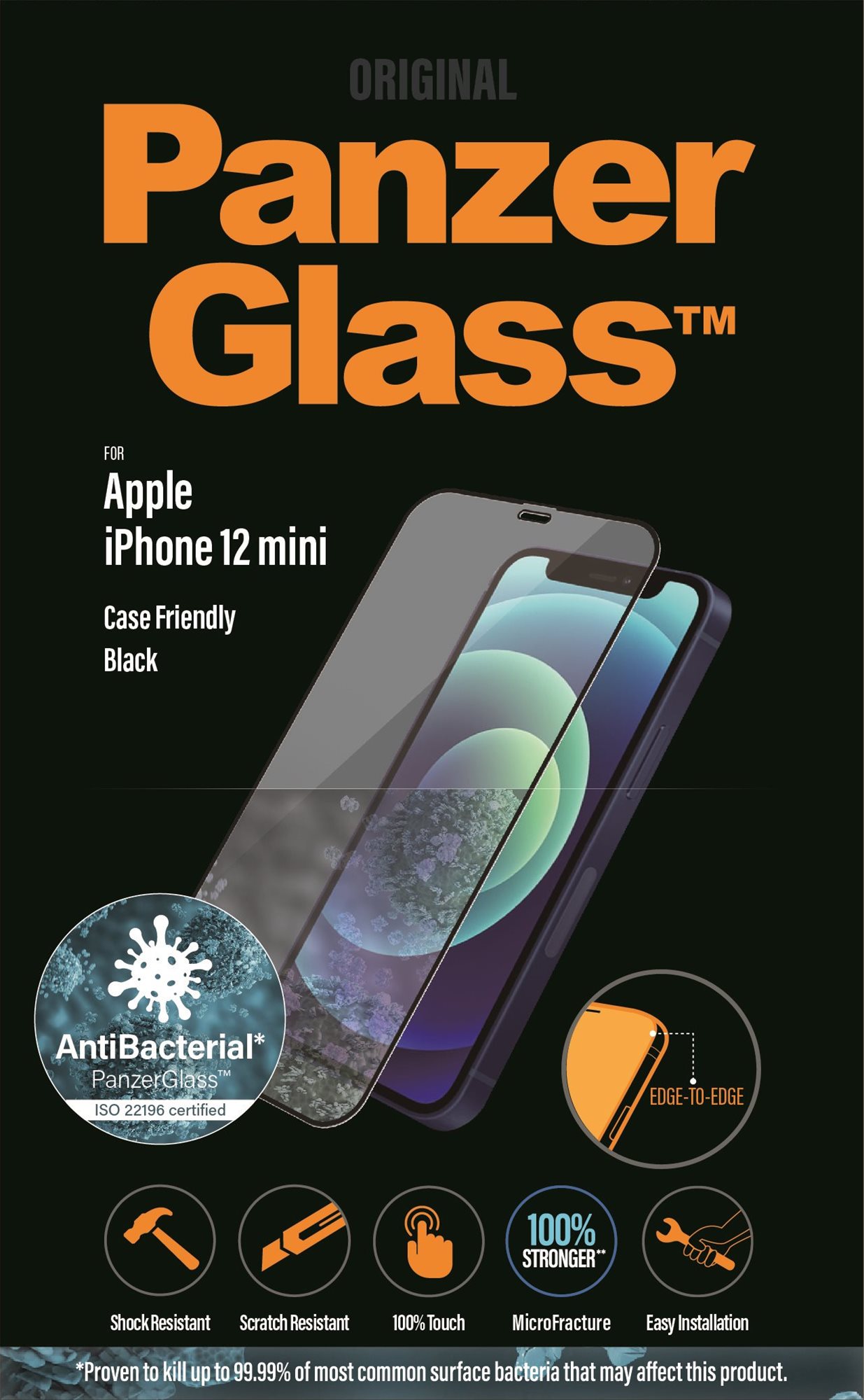 PanzerGlass Edge-to-Edge Antibacterial pro Apple iPhone 12 Mini černé