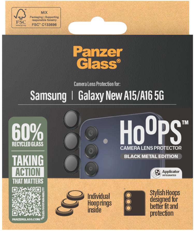 PanzerGlass Hoops Samsung Galaxy A16/A16 5G černé ochranné čočky fotoaparátu