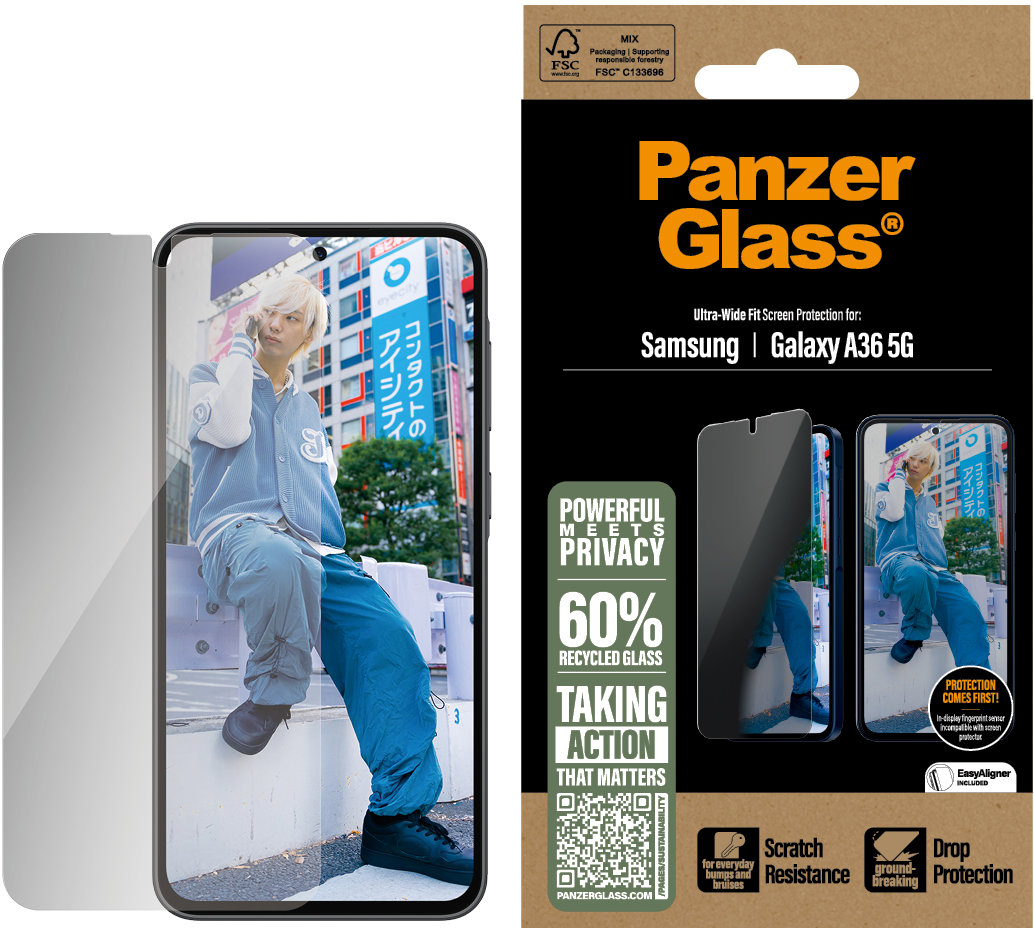 PanzerGlass Privacy Samsung Galaxy A36 5G s instalačním rámečkem