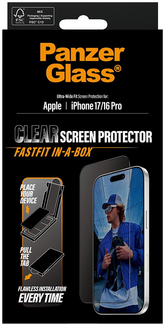 PanzerGlass Apple iPhone 17/16 Pro s bezprašným aplikačním boxem