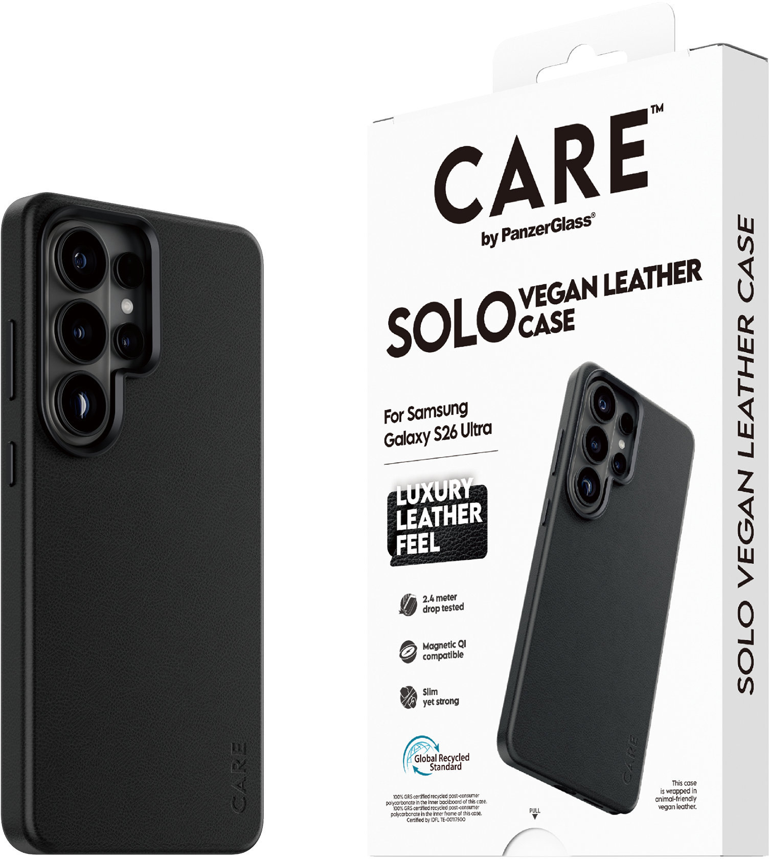 PanzerGlass CARE kryt Samsung Galaxy S26 Ultra SOLO Qi černá veganská kůže