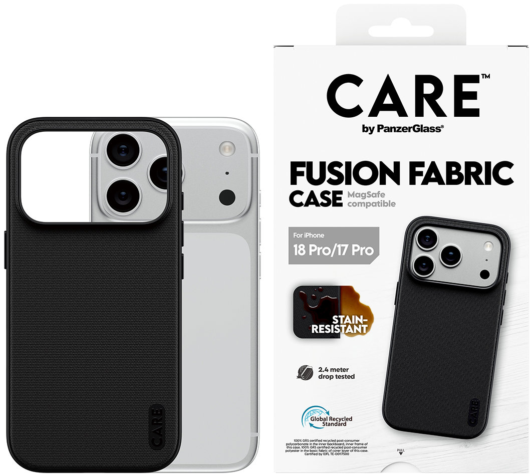 PanzerGlass CARE kryt Apple iPhone 18 Pro/17 Pro Fusion Fabric MagSafe černý (Woven Case)