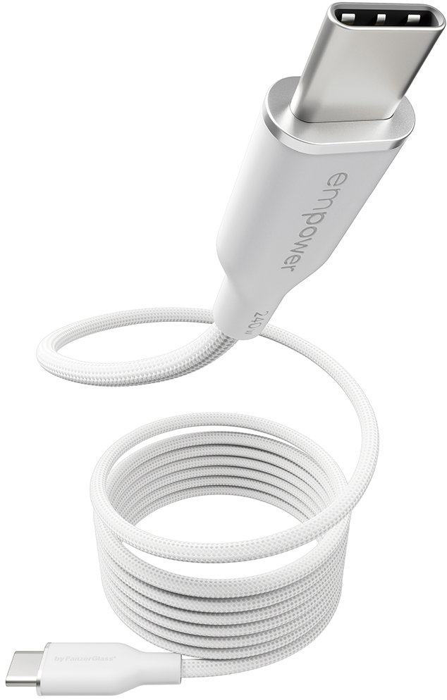 PanzerGlass Empower magnetický kabel 240 W USB-C/USB-C, 1,5 m bílý