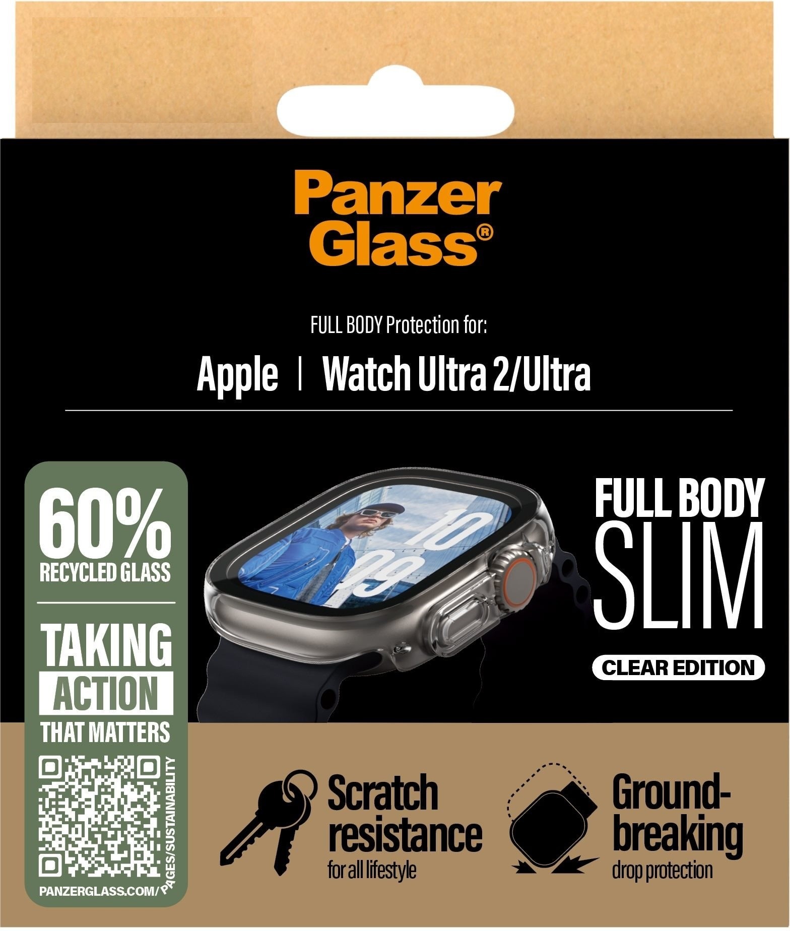 PanzerGlass Apple Watch Ultra 2/Ultra tenký čirý s ochranným sklem