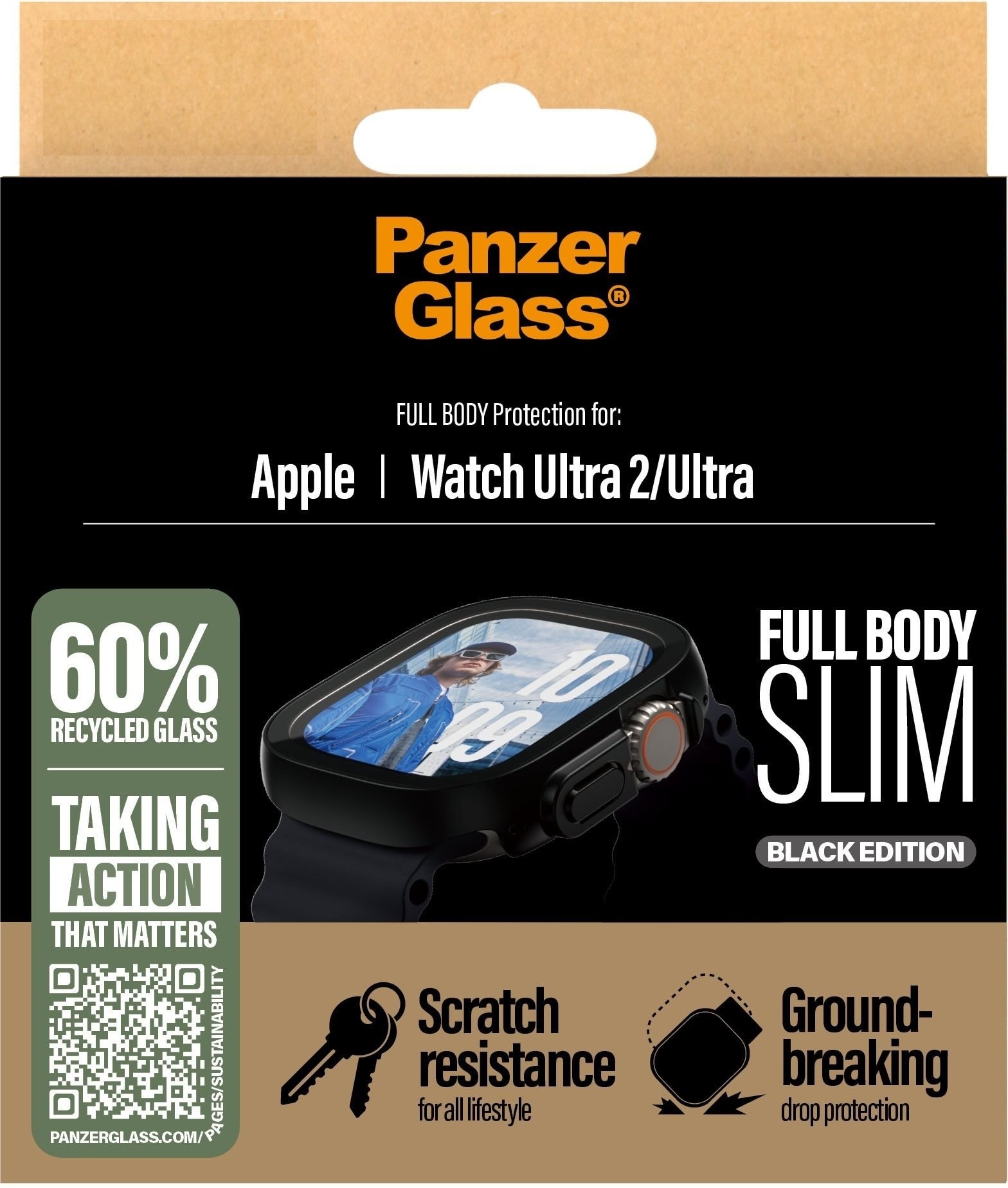 PanzerGlass Apple Watch Ultra 2/Ultra tenký černý s ochranným sklem