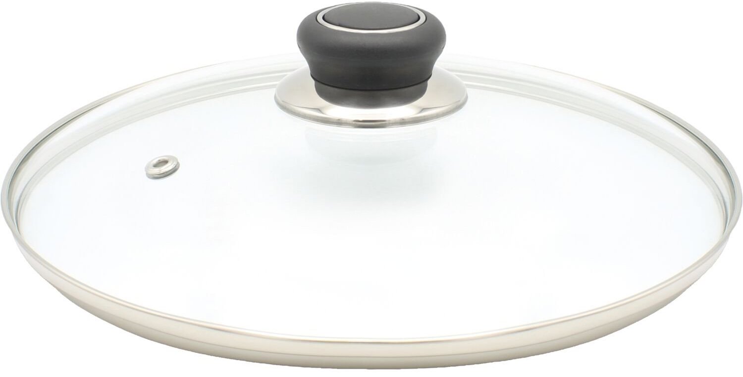 Gastro Skleněná poklice s plastovým úchytem a nerezovým okrajem, průměr 280 mm
