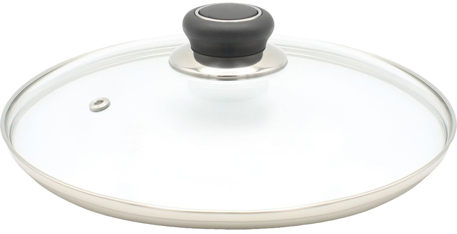 Gastro Skleněná poklice s plastovým úchytem a nerezovým okrajem, průměr 320 mm