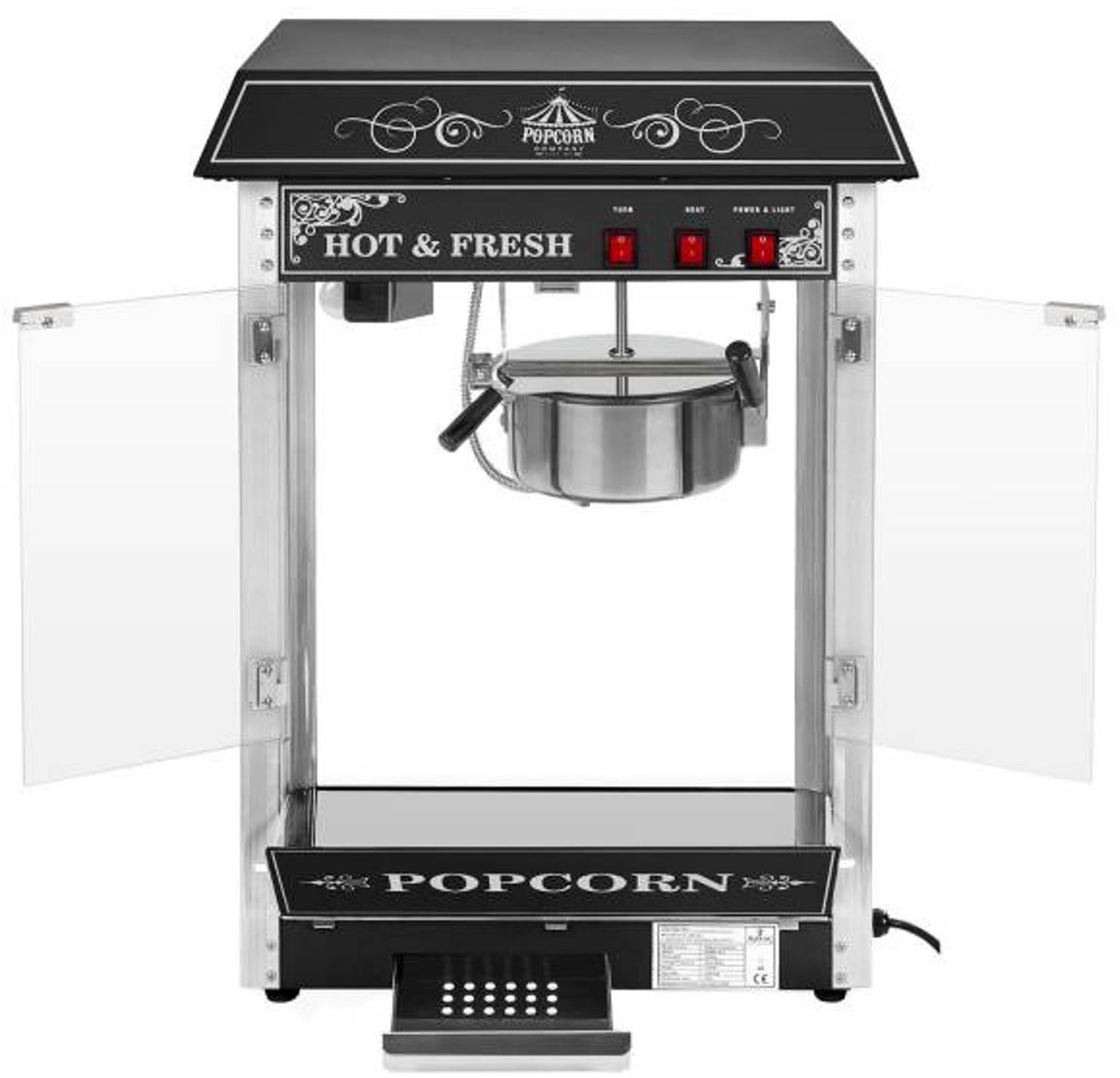 Royal Catering profesionální výkonný popcornovač nastavitelný 230 V 1,6k W černý
