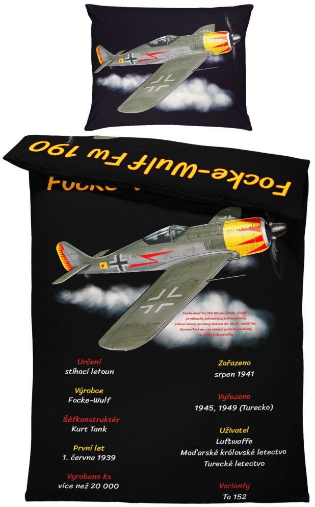 IMPAR Povlečení FockeWulf Fw 190, 140 × 200 cm + 90 ×70 cm