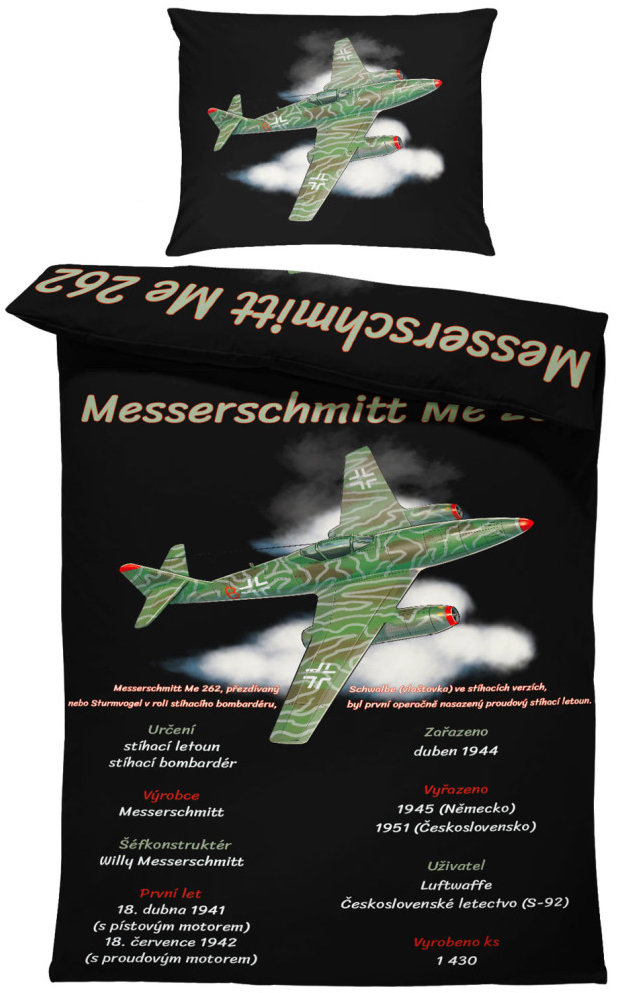 IMPAR Povlečení Messerschmitt Me 262, 140 × 200 cm + 90 ×70 cm