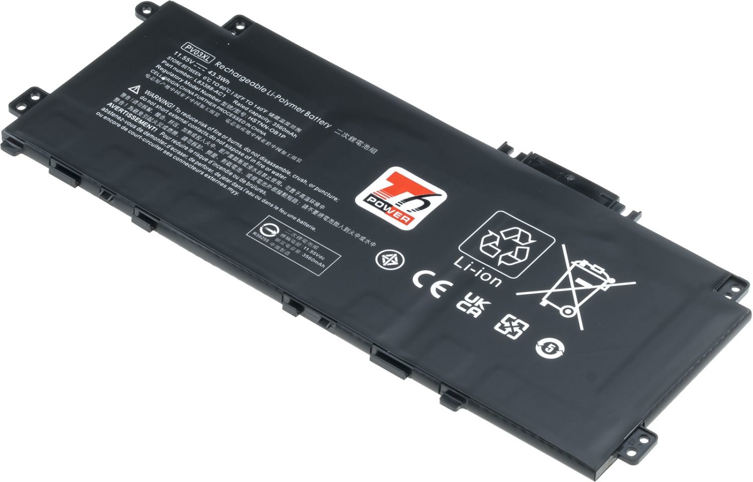 T6 Power pro HP Pavilion 13-bb0000, 14-dv0000, 14-ec0000, 3700 mAh, 43 Wh, 3cell, Li-poly