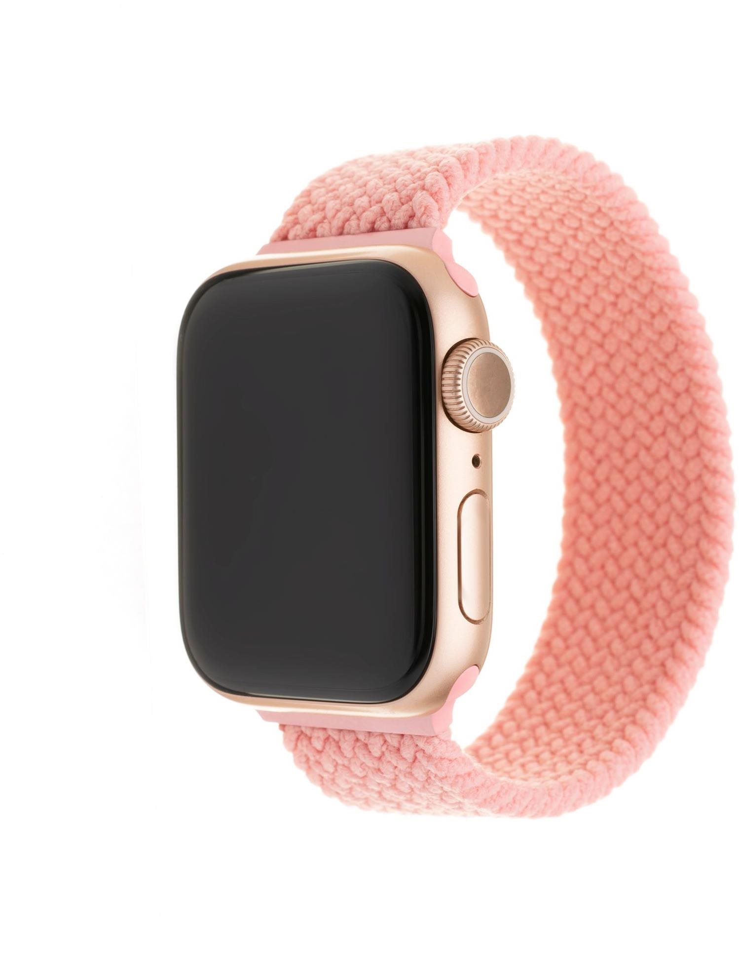 FIXED Elastic Nylon Strap pro Apple Watch 42/44/45/Ultra 49mm velikost L růžový