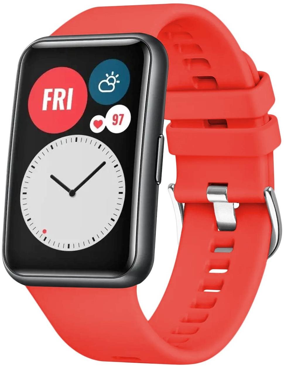 FIXED Silicone Strap pro Huawei Watch FIT červený