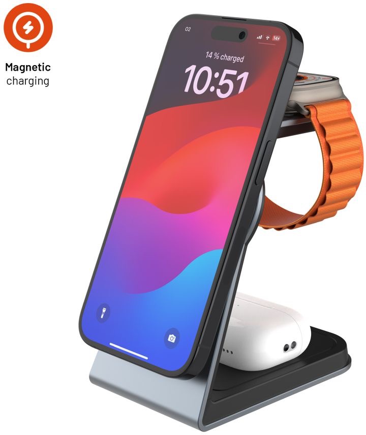 FIXED MagPowerstation ALU s podporou uchycení MagSafe space gray