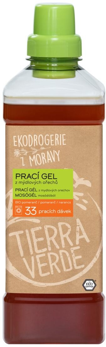 TIERRA VERDE prací gel z mýdlových ořechů s BIO pomerančovou u silicí  1 l