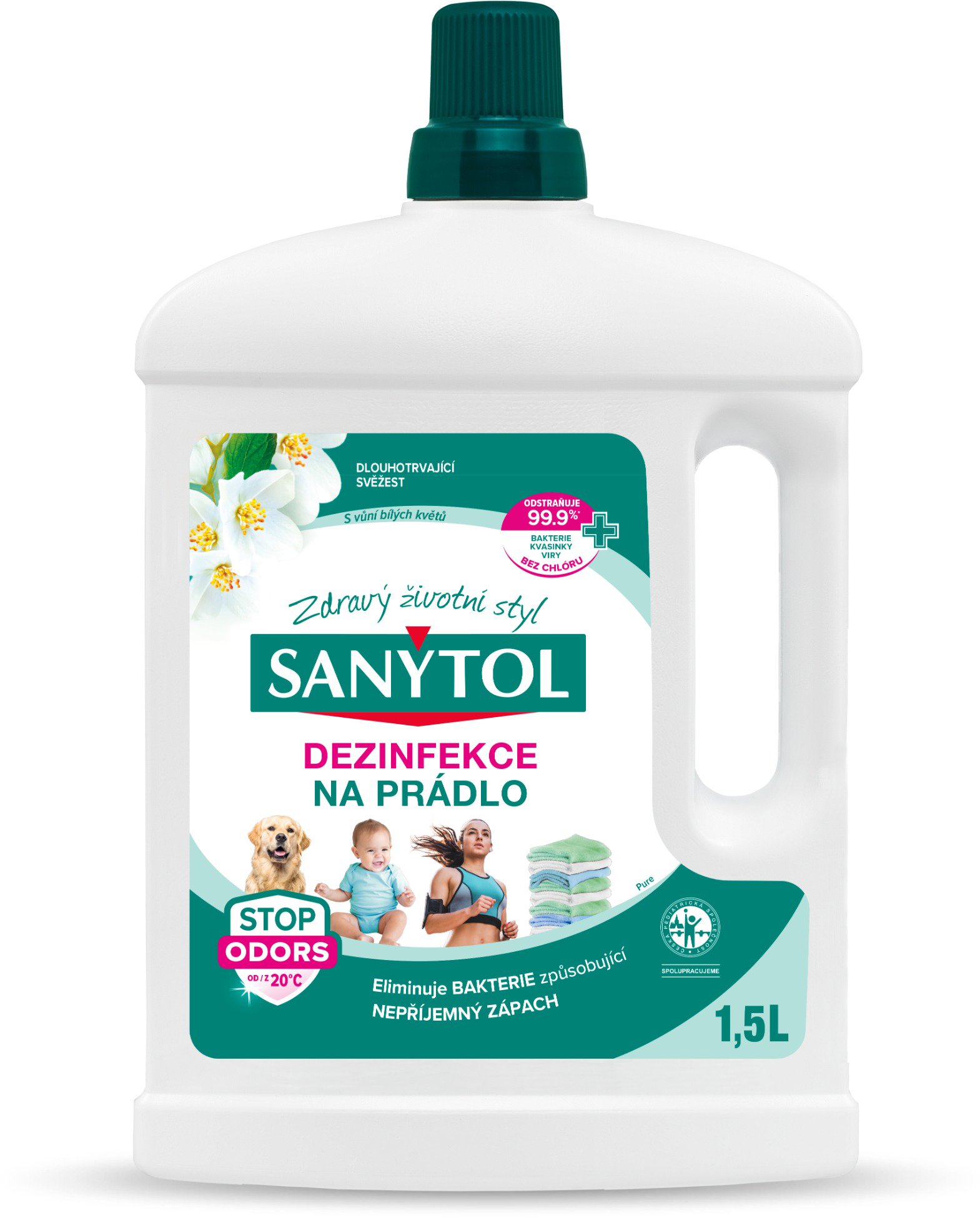 SANYTOL Dezinfekce na prádlo bílé květy 1,5 l (33 praní)