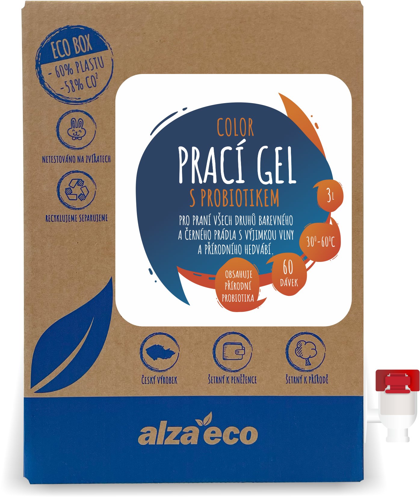 AlzaEco prací gel Color s probiotikem 3 l