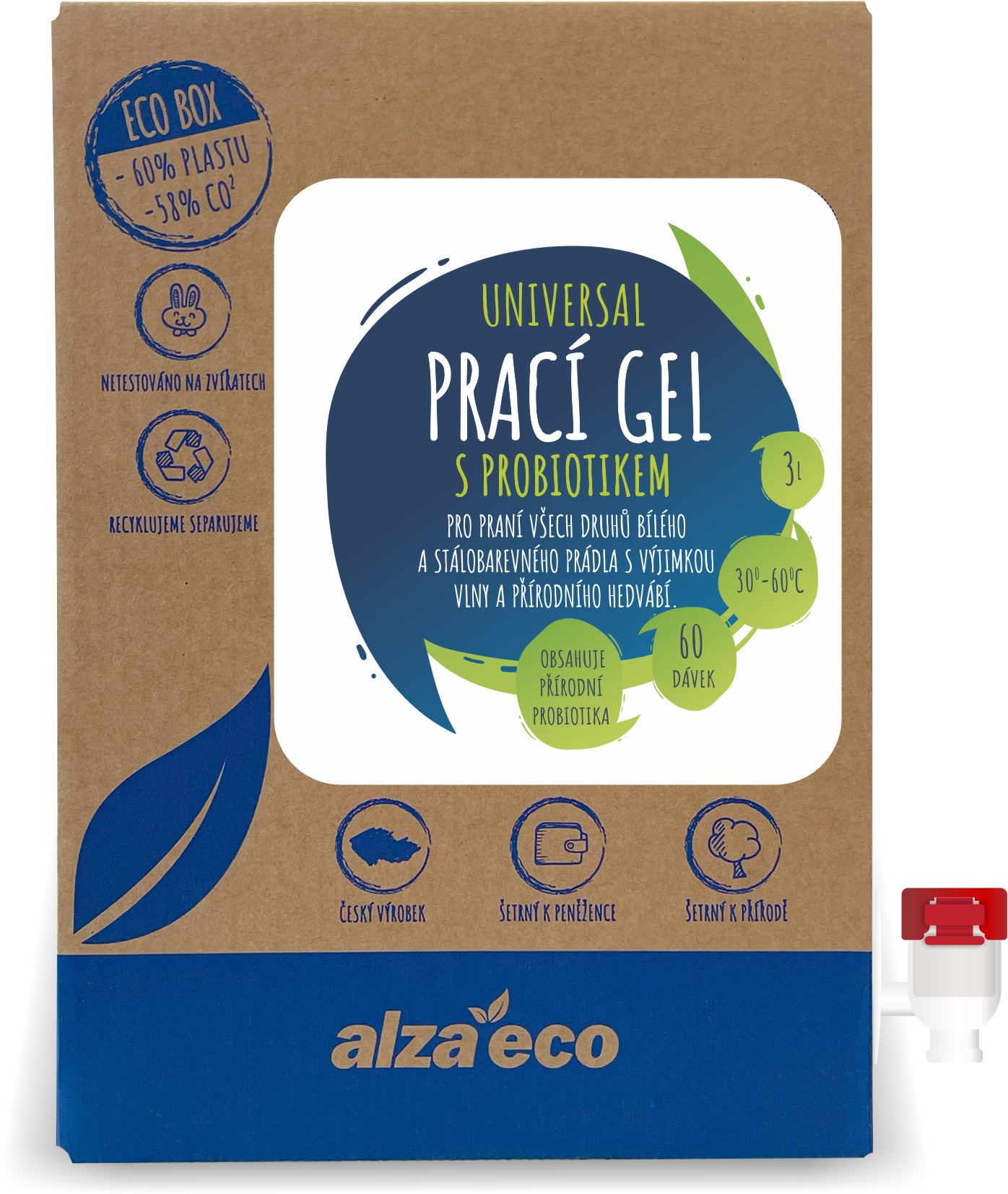 AlzaEco prací gel Universal s probiotikem 3 l