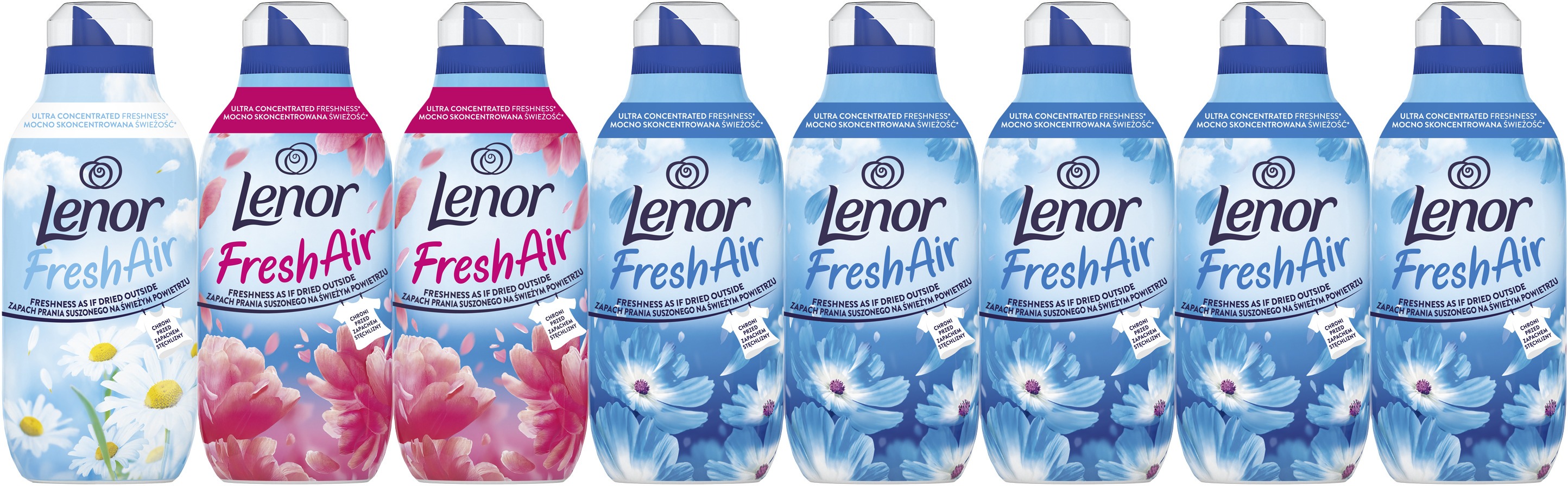 LENOR 1 × Sensitive, 2 × Pink Blossom, 5 × Fresh Wind, 8 × 700ml