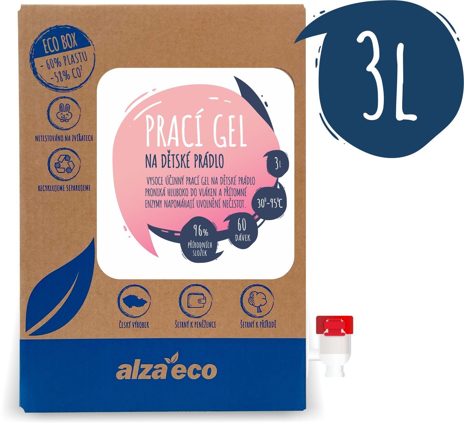 AlzaEco prací gel na dětské prádlo 3 l