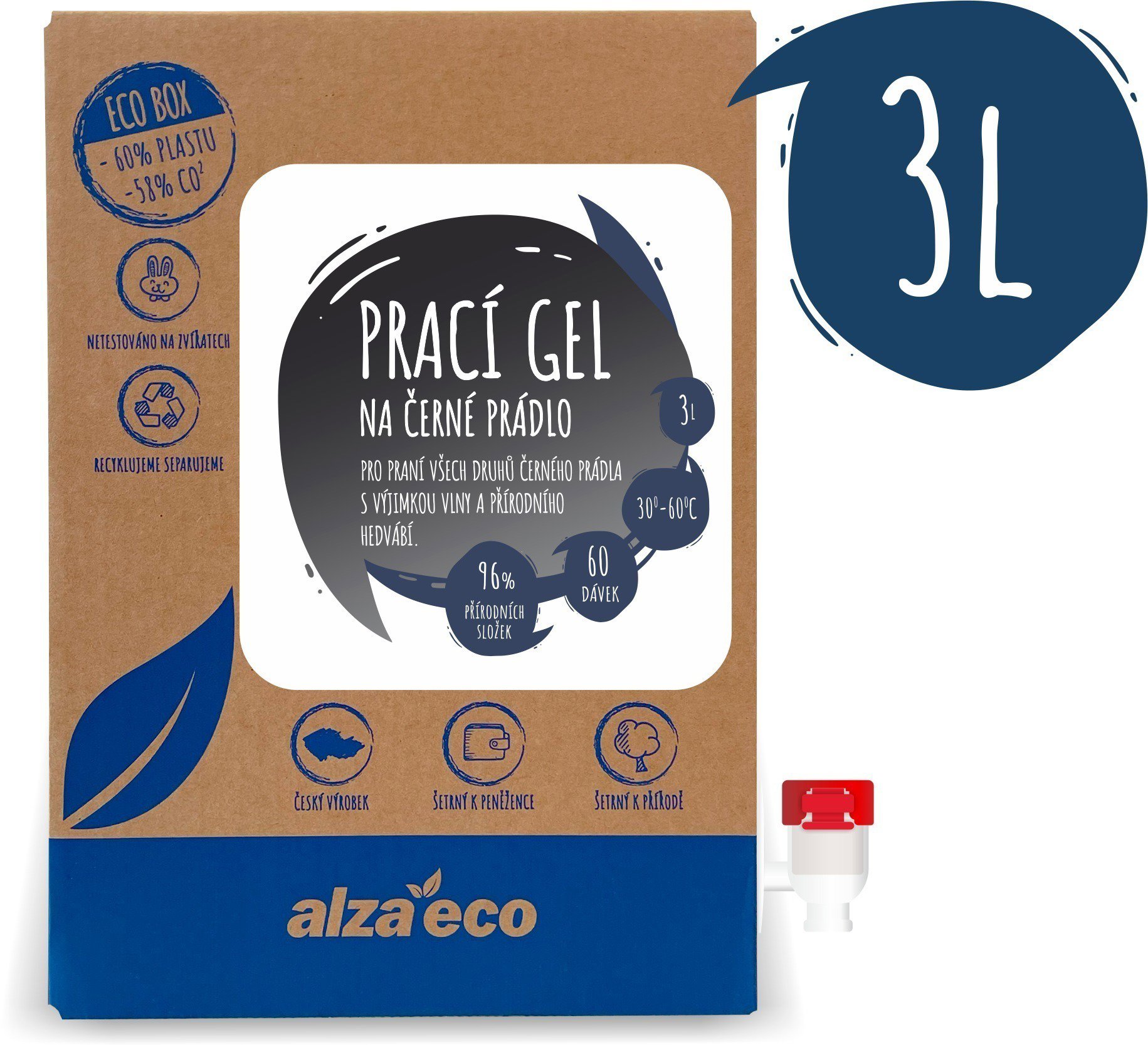 AlzaEco prací gel na černé prádlo 3 l