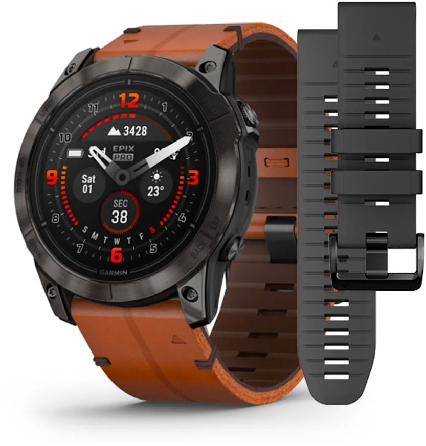 Garmin Epix Pro Gen 2 51mm Sapphire Carbon Gray DLC Titanium Chestnut leather