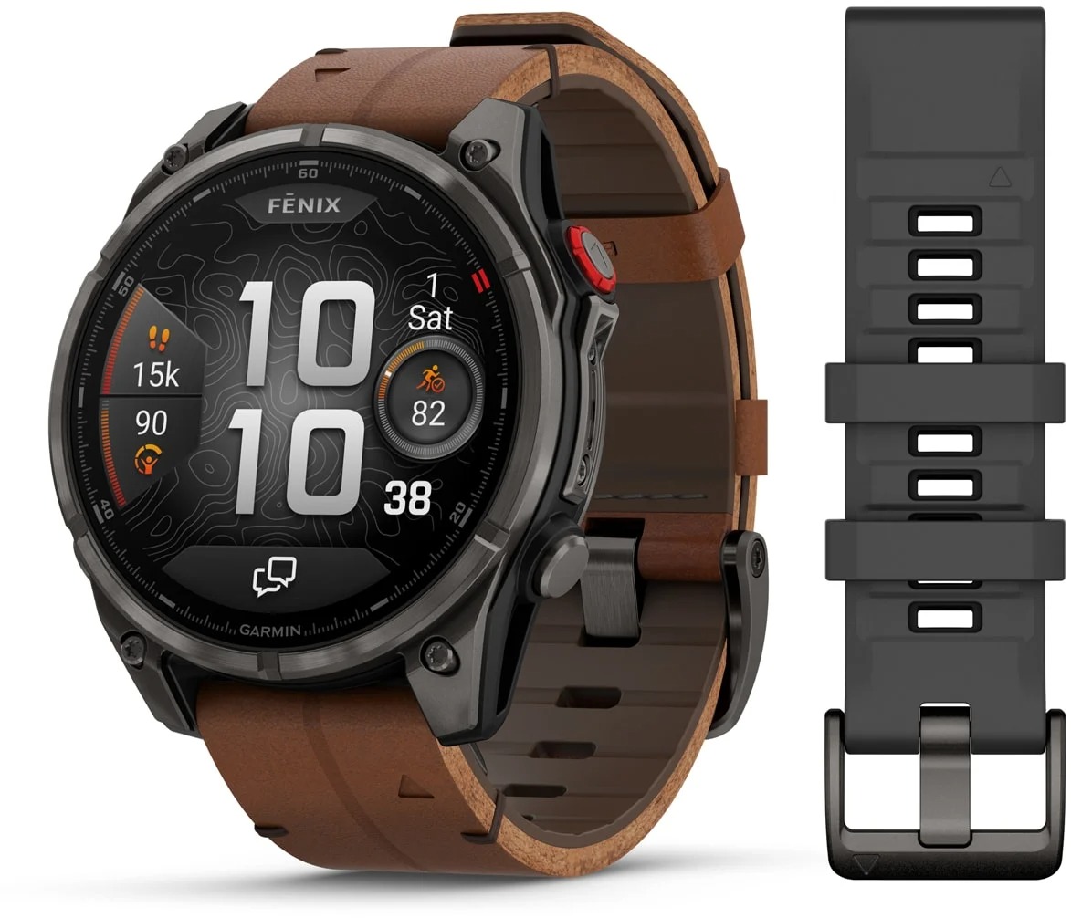 Garmin Fenix 8 Pro 47mm AMOLED Sapphire Carbon grey DLC titanium/Chestnut leather