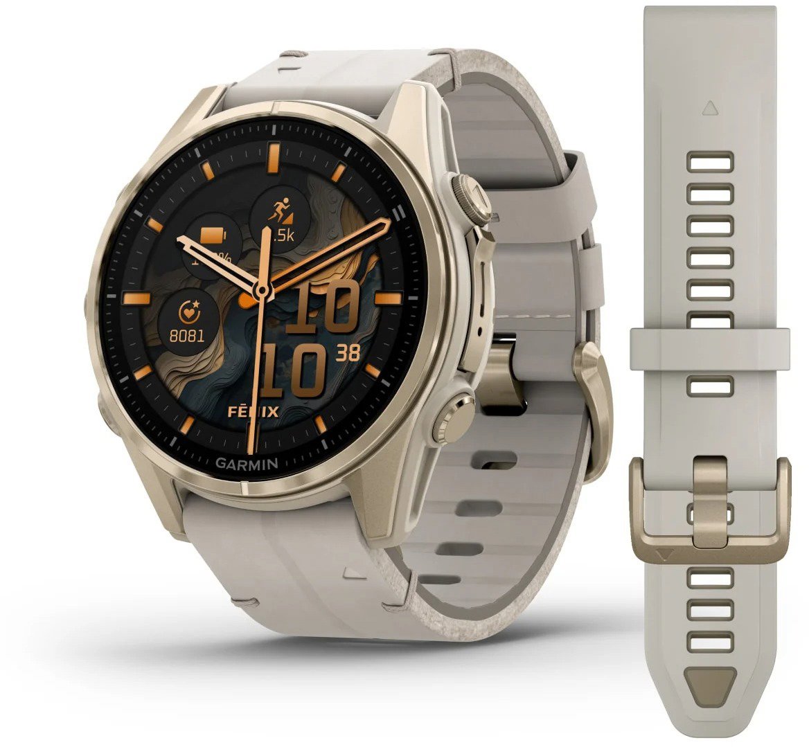 Garmin Fenix 8 43mm AMOLED Sapphire Soft Gold/Limestone leather