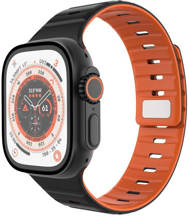 FIXED Silicone Magnetic Strap pro Apple Watch 44/45/46/49mm černý