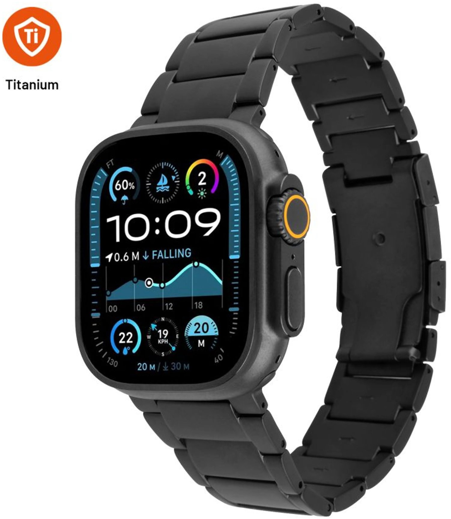 FIXED titanový pro Apple Watch 44/45/46/49mm, černý