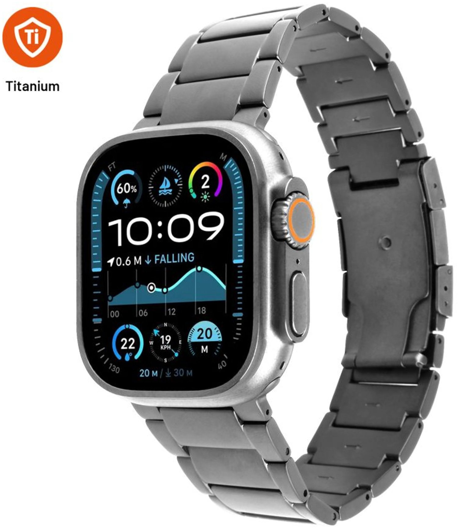 FIXED titanový pro Apple Watch 44/45/46/49mm, přírodní titan