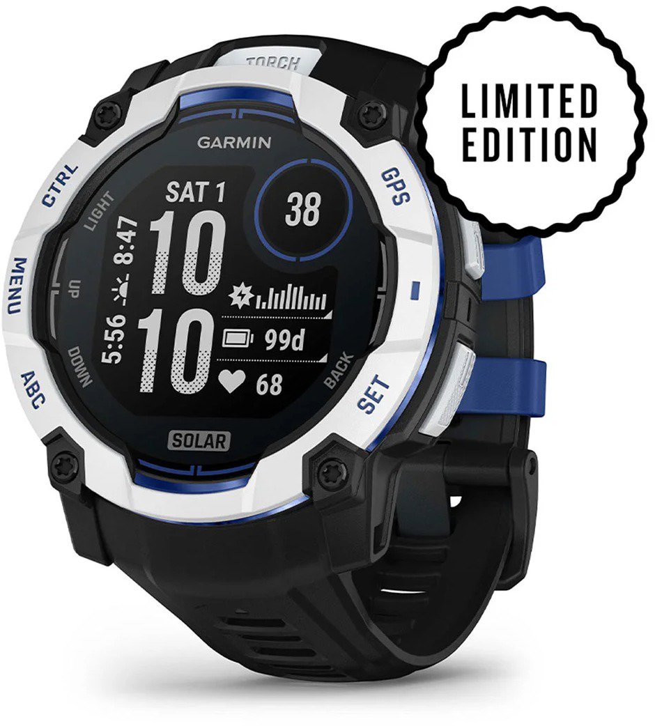 Garmin Instinct 3 50mm Solar Whitestone/Bolt Blue band