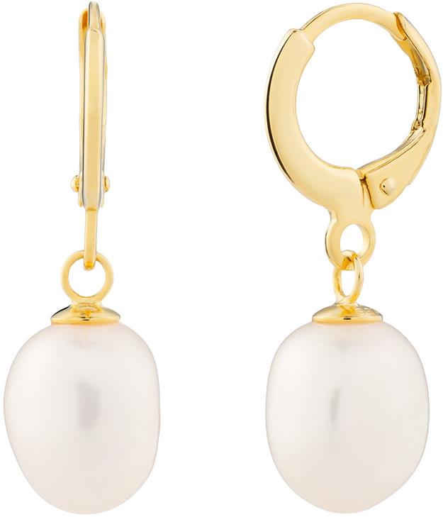 Preciosa Stříbrné náušnice Pearl Heart s říční perlou Preciosa, pozlacené