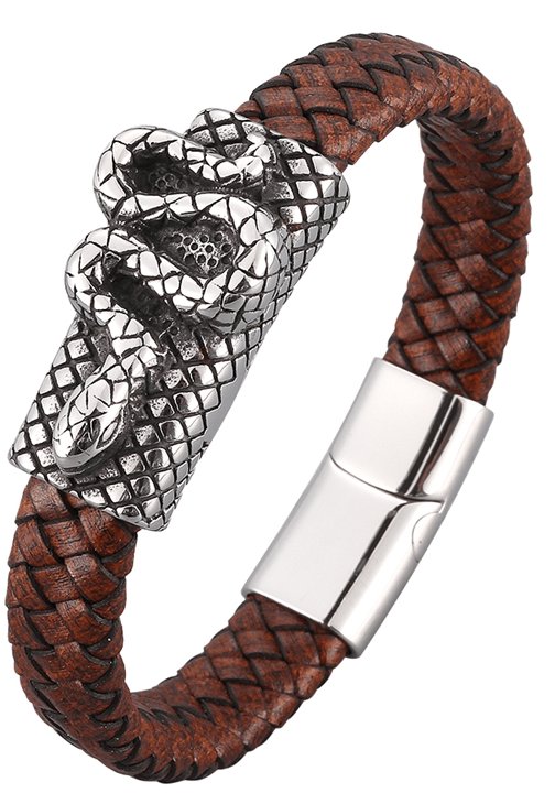 Predator Q1 Cliffstone pánský náramek Kobra, hnědý 19,5 cm