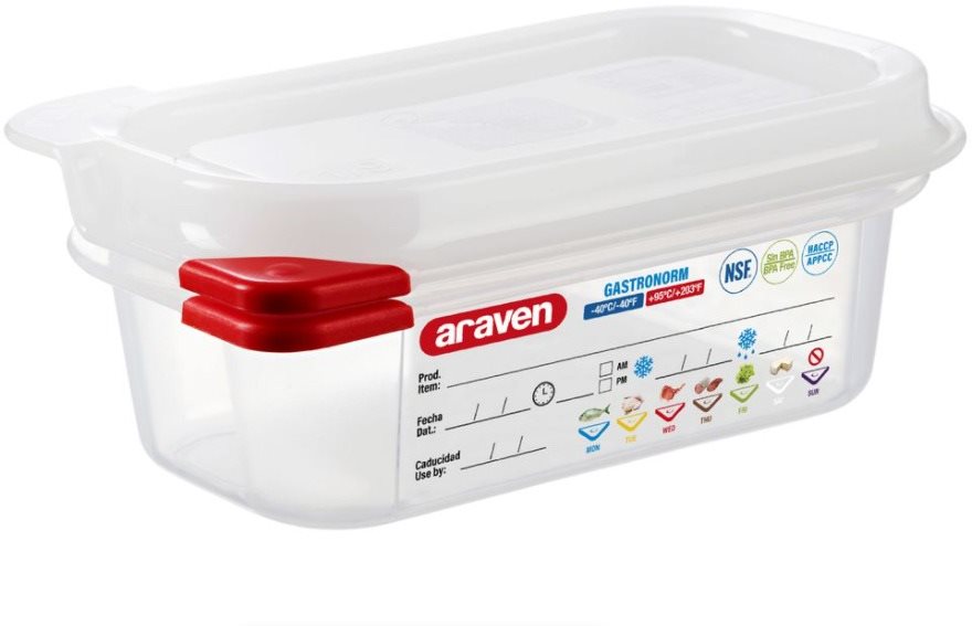 ARAVEN PP GN 1/9 65 mm, 0,6 l, transparent, vzduchotěsná